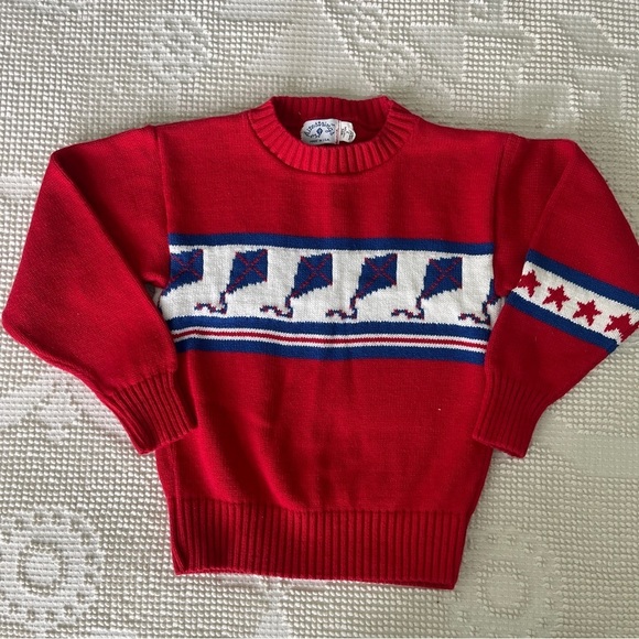 🍄SOLD🍄 Vintage kids red sweater by Kite Strings size 7 - Picture 1 of 4